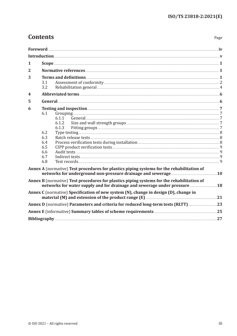 ISO/TS 23818-2:2021 ISO/TS 23818-2:2021 - Assessment of conformity of plastics piping systems for the rehabilitation of existing pipelines — Part 2: Resin-fibre composite (RFC) material
Released:8/6/2021 - Page 3 preview