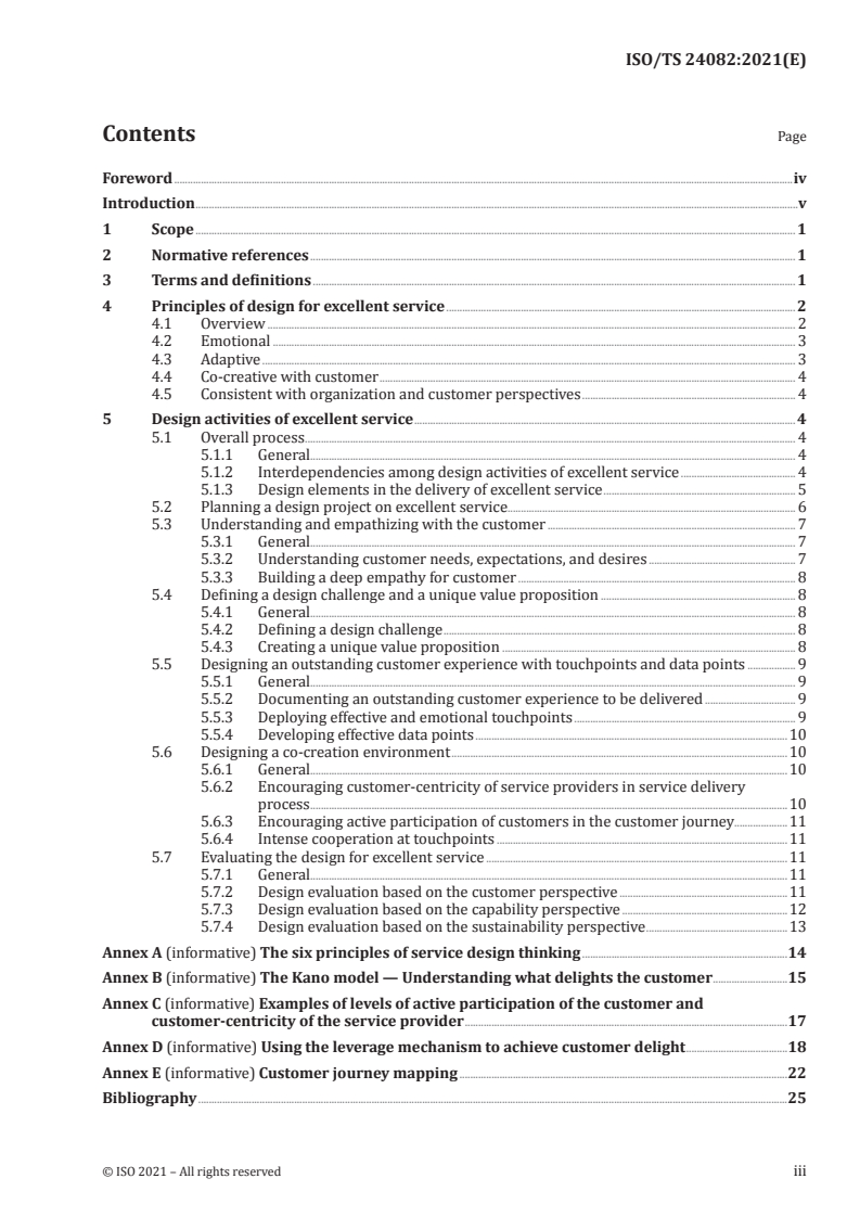 ISO/TS 24082:2021 ISO/TS 24082:2021 - Service excellence — Designing excellent service to achieve outstanding customer experiences/10/2021 - Page 3 preview