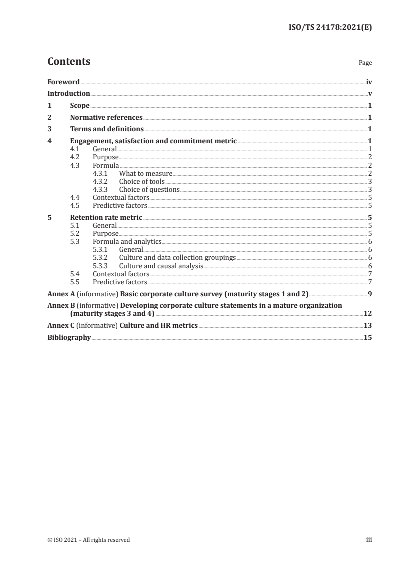 ISO/TS 24178:2021 ISO/TS 24178:2021 - Human resource management — Organizational culture metrics cluster/23/2021 - Page 3 preview