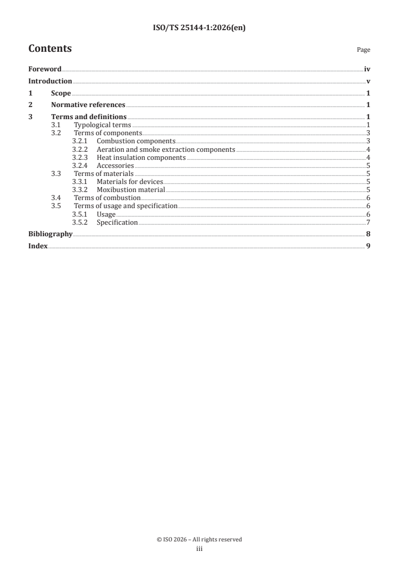 ISO/TS 25144-1:2026 ISO/TS 25144-1:2026 - Traditional Chinese medicine — Vocabulary for device — Part 1: moxibustion device - Page 3 preview