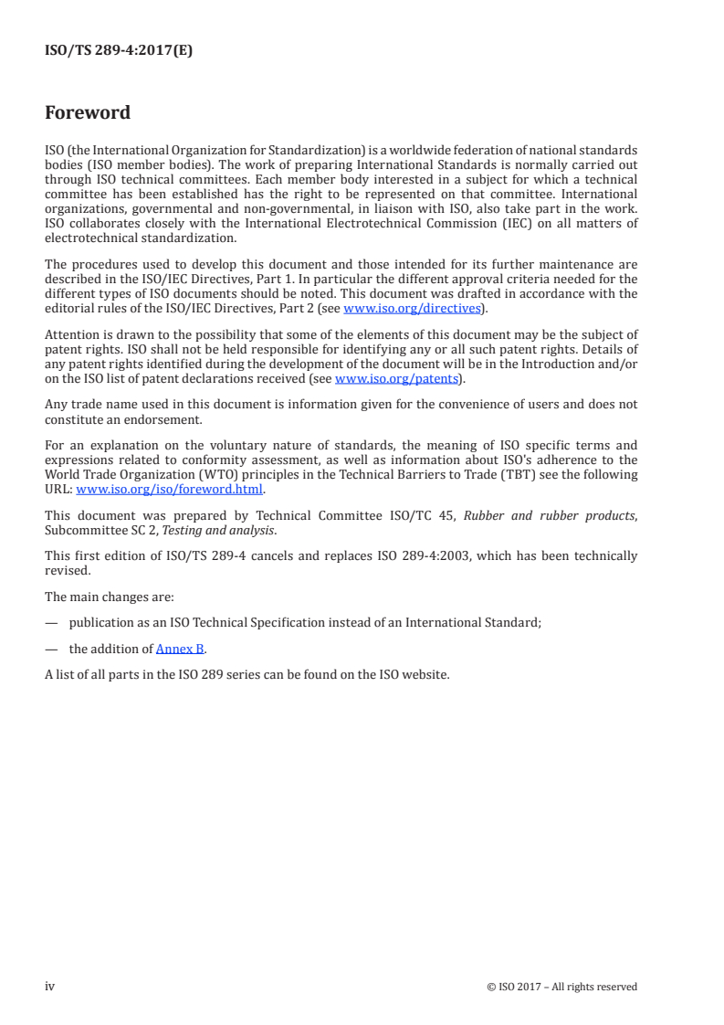 ISO/TS 289-4:2017 ISO/TS 289-4:2017 - Rubber, unvulcanized — Determinations using a shearing-disc viscometer — Part 4: Determination of the Mooney stress-relaxation rate/3/2017 - Page 4 preview