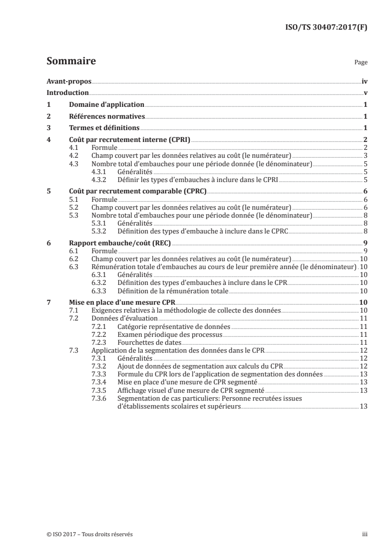 ISO/TS 30407:2017 ISO/TS 30407:2017 - Management des ressources humaines — Coût par recrutement/29/2017 - Page 3 preview