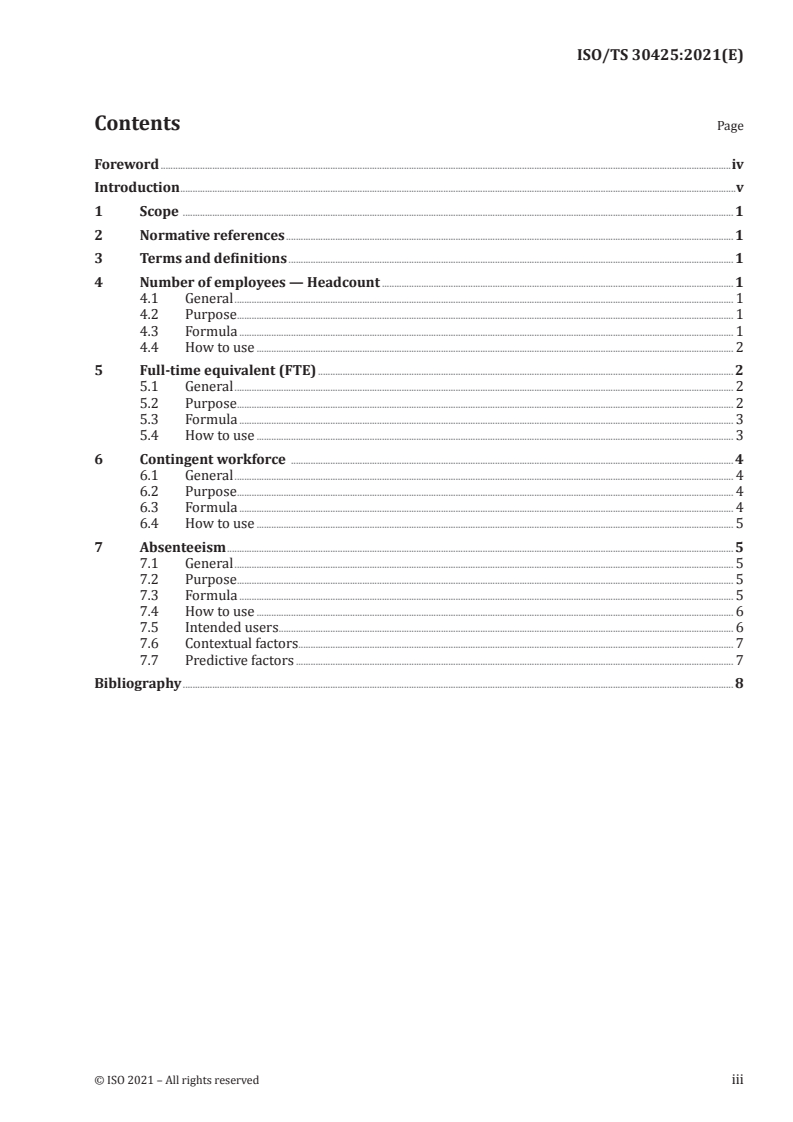 ISO/TS 30425:2021 ISO/TS 30425:2021 - Human resource management — Workforce availability metrics cluster/23/2021 - Page 3 preview