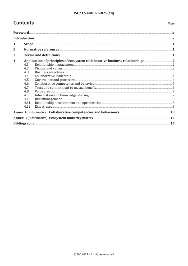 ISO/TS 44007:2025 ISO/TS 44007:2025 - Collaborative business relationship management — Guidance for ecosystem collaborations
Released:25. 08. 2025 - Page 3 preview