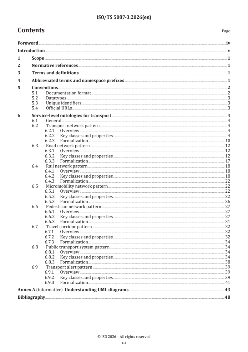 ISO/TS 5087-3:2026 ISO/TS 5087-3:2026 - Information technology — City data model — Part 3: Service level concepts for transport - Page 3 preview