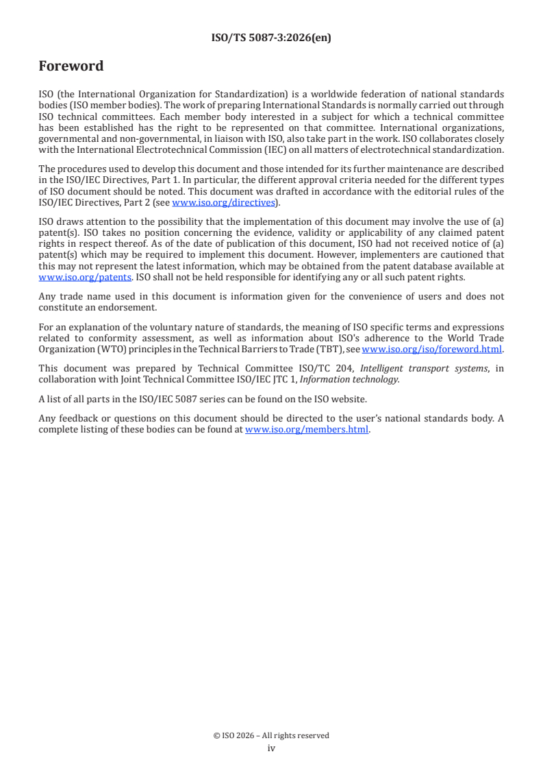 ISO/TS 5087-3:2026 ISO/TS 5087-3:2026 - Information technology — City data model — Part 3: Service level concepts for transport - Page 4 preview