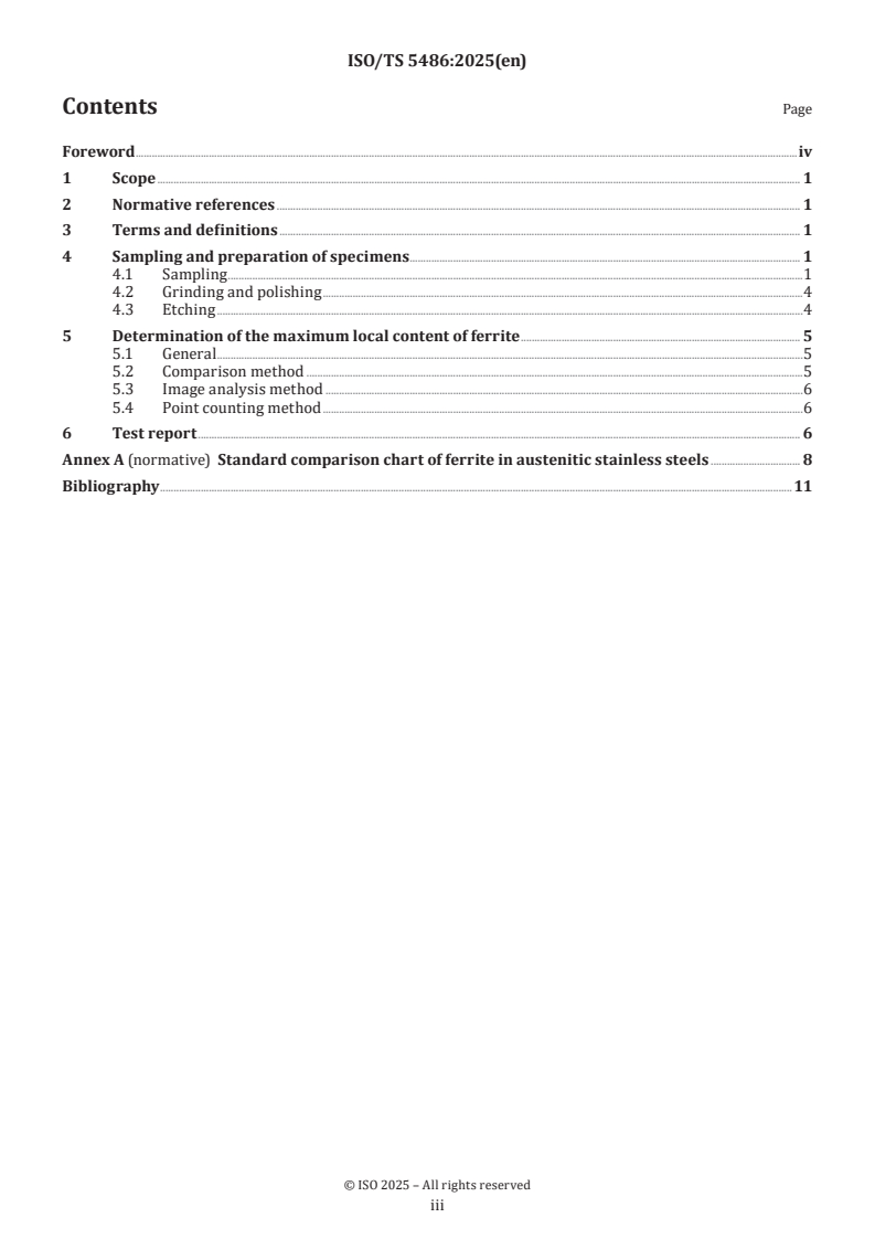 ISO/TS 5486:2025 ISO/TS 5486:2025 - Metallographic determination of ferrite in an austenitic matrix of stainless steel
Released:10/6/2025 - Page 3 preview