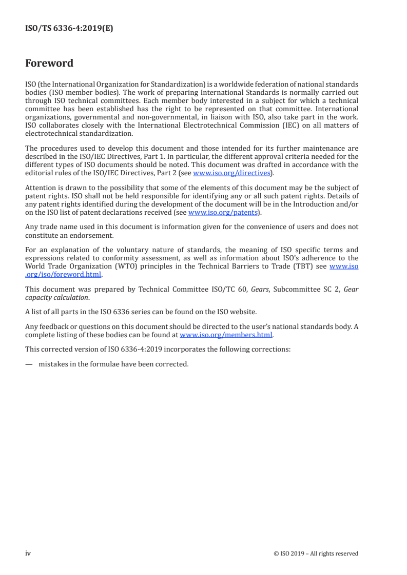 ISO/TS 6336-4:2019 ISO/TS 6336-4:2019 - Calculation of load capacity of spur and helical gears — Part 4: Calculation of tooth flank fracture load capacity/19/2019 - Page 4 preview