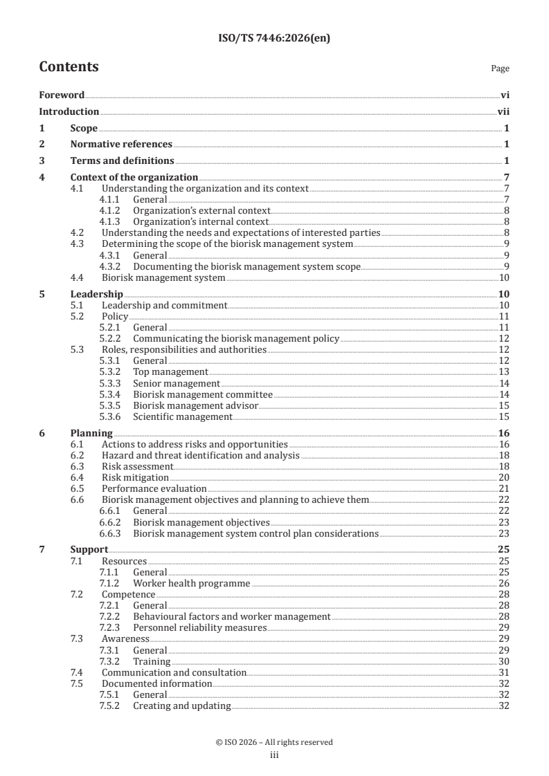 ISO/TS 7446:2026 ISO/TS 7446:2026 - Implementation guidance for biorisk management for laboratories and other related organizations
Released:30. 01. 2026 - Page 3 preview