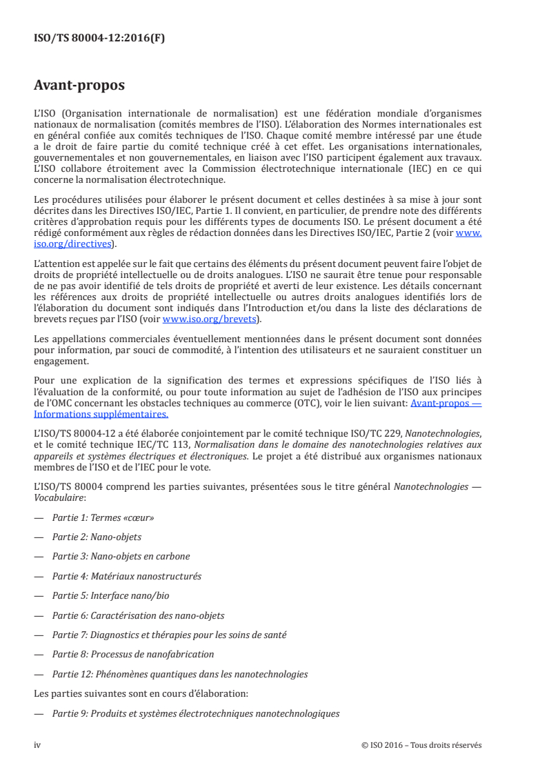 ISO/TS 80004-12:2016 ISO/TS 80004-12:2016 - Nanotechnologies — Vocabulaire — Partie 12: Phénomènes quantiques dans les nanotechnologies/17/2016 - Page 4 preview