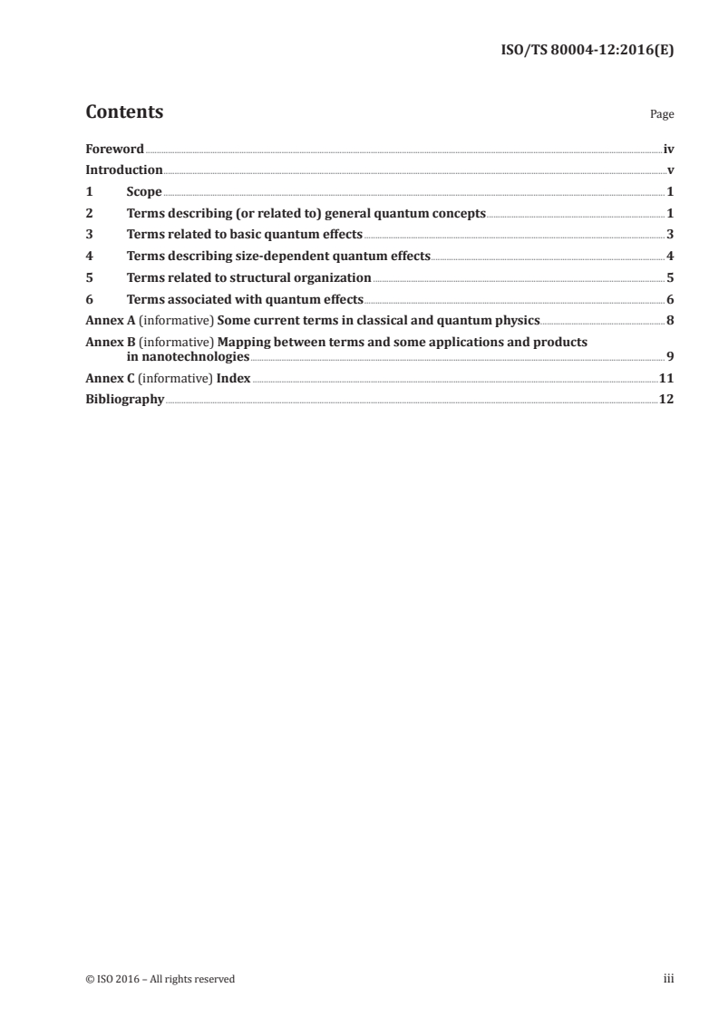 ISO/TS 80004-12:2016 ISO/TS 80004-12:2016 - Nanotechnologies — Vocabulary — Part 12: Quantum phenomena in nanotechnology/17/2016 - Page 3 preview