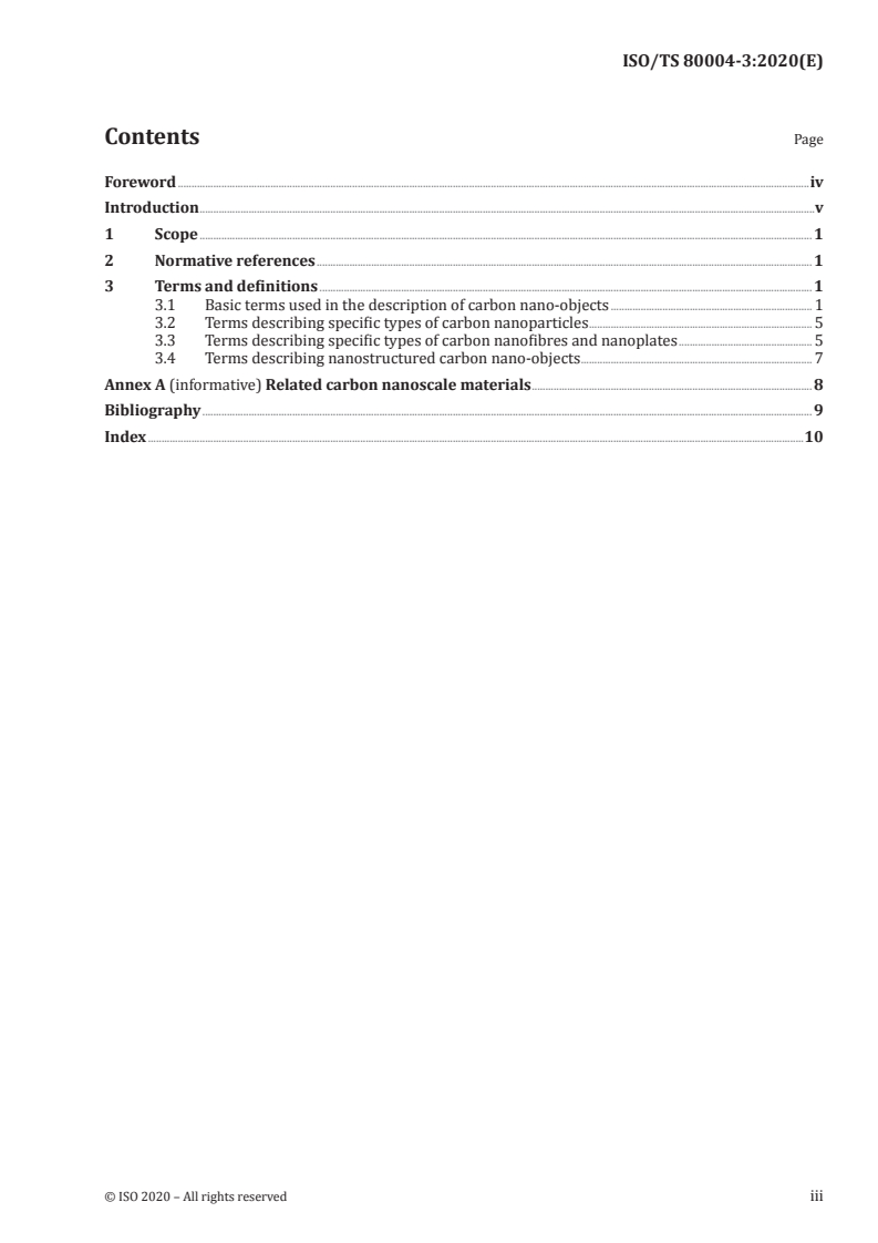 ISO/TS 80004-3:2020 ISO/TS 80004-3:2020 - Nanotechnologies — Vocabulary — Part 3: Carbon nano-objects/18/2020 - Page 3 preview