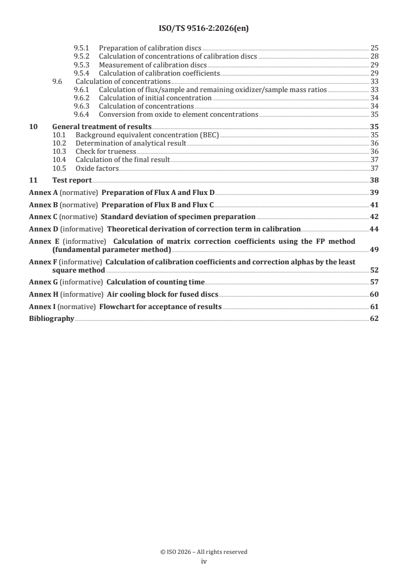 ISO/TS 9516-2:2026 ISO/TS 9516-2:2026 - Iron ores — Determination of various elements by X-ray fluorescence spectrometry — Part 2: Single element calibration procedure - Page 4 preview