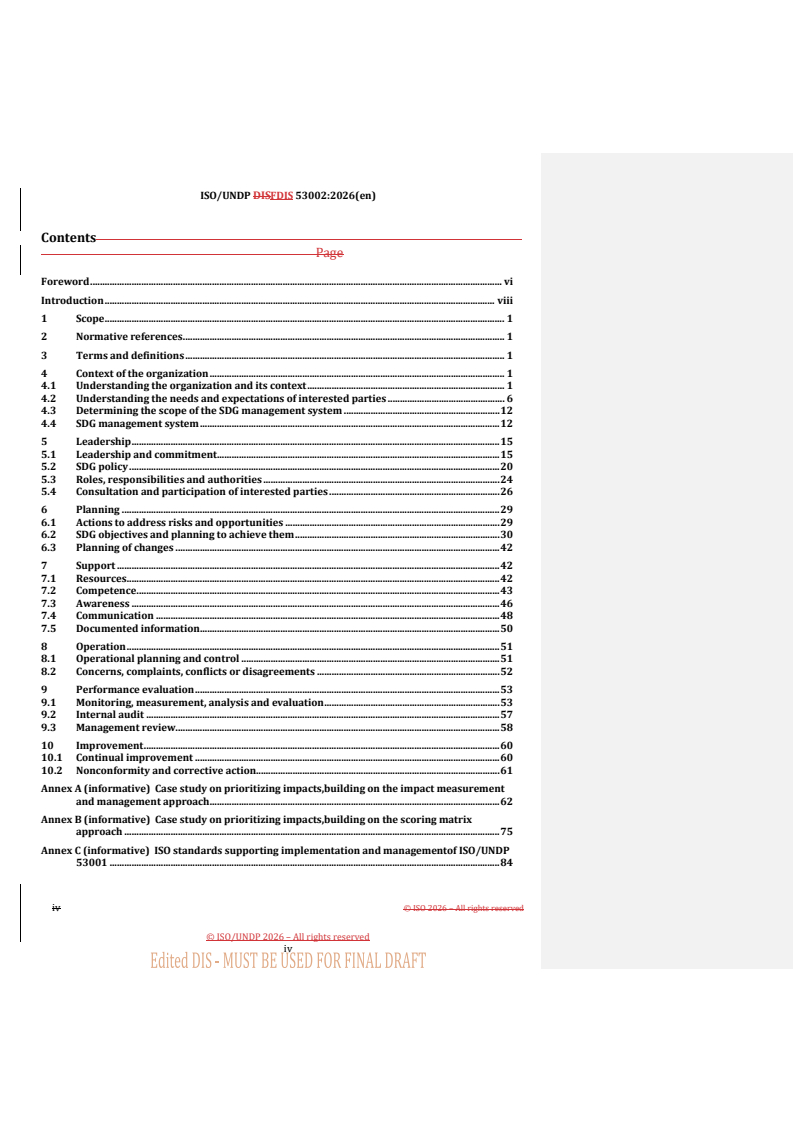 ISO/UNDP FDIS 53002 REDLINE ISO/UNDP FDIS 53002 - Management systems for the United Nations Sustainable Development Goals (SDGs) — Implementation guidance - Page 4 preview