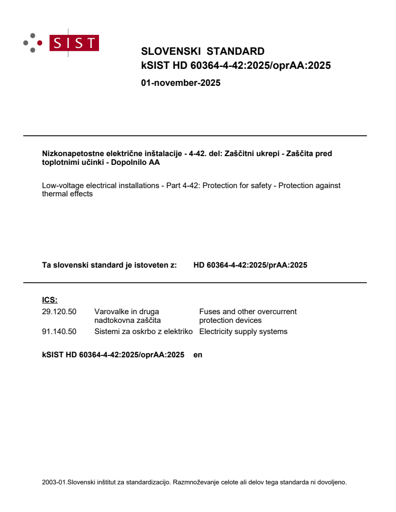 k HD 60364-4-42:2025/oprAA:2025