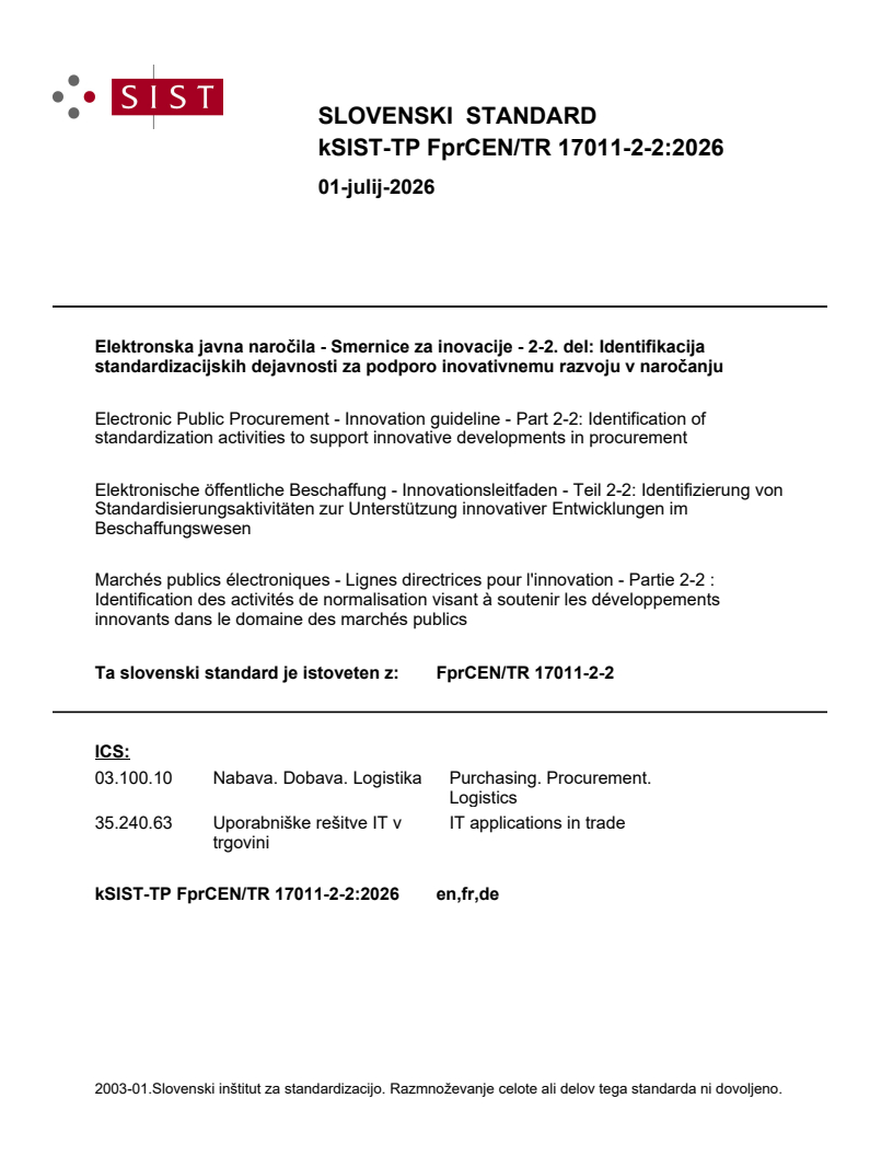 FprCEN/TR 17011-2-2 kTP FprCEN/TR 17011-2-2:2026 - Page 1 preview