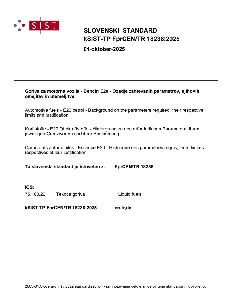 kTP FprCEN/TR 18238:2025 - BARVE