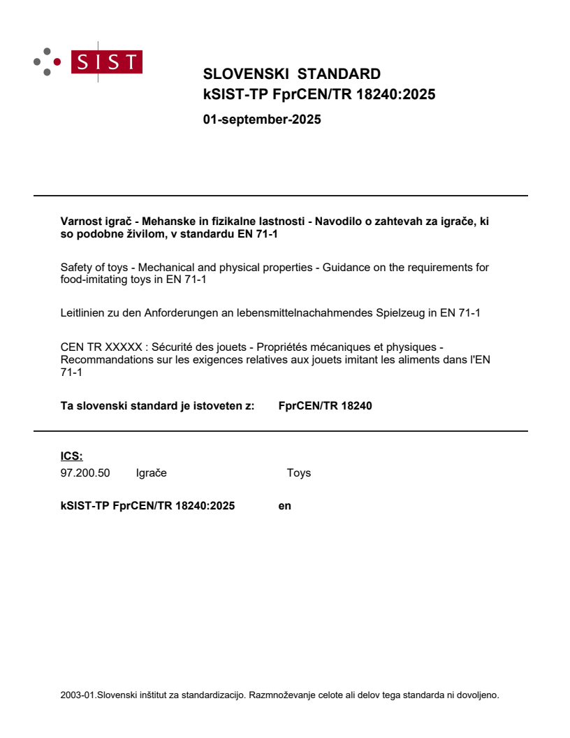 kTP FprCEN/TR 18240:2025 - BARVE