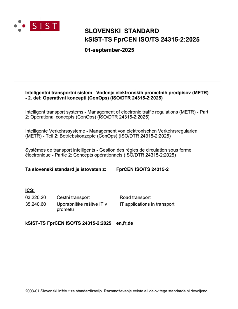 kTS FprCEN ISO/TS 24315-2:2025 - BARVE