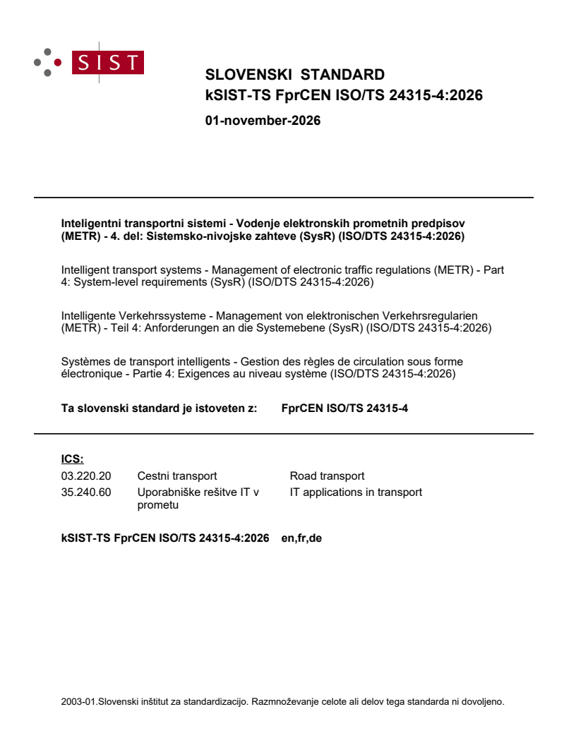 FprCEN ISO/TS 24315-4 kTS FprCEN ISO/TS 24315-4:2026 - BARVE - Page 1 preview