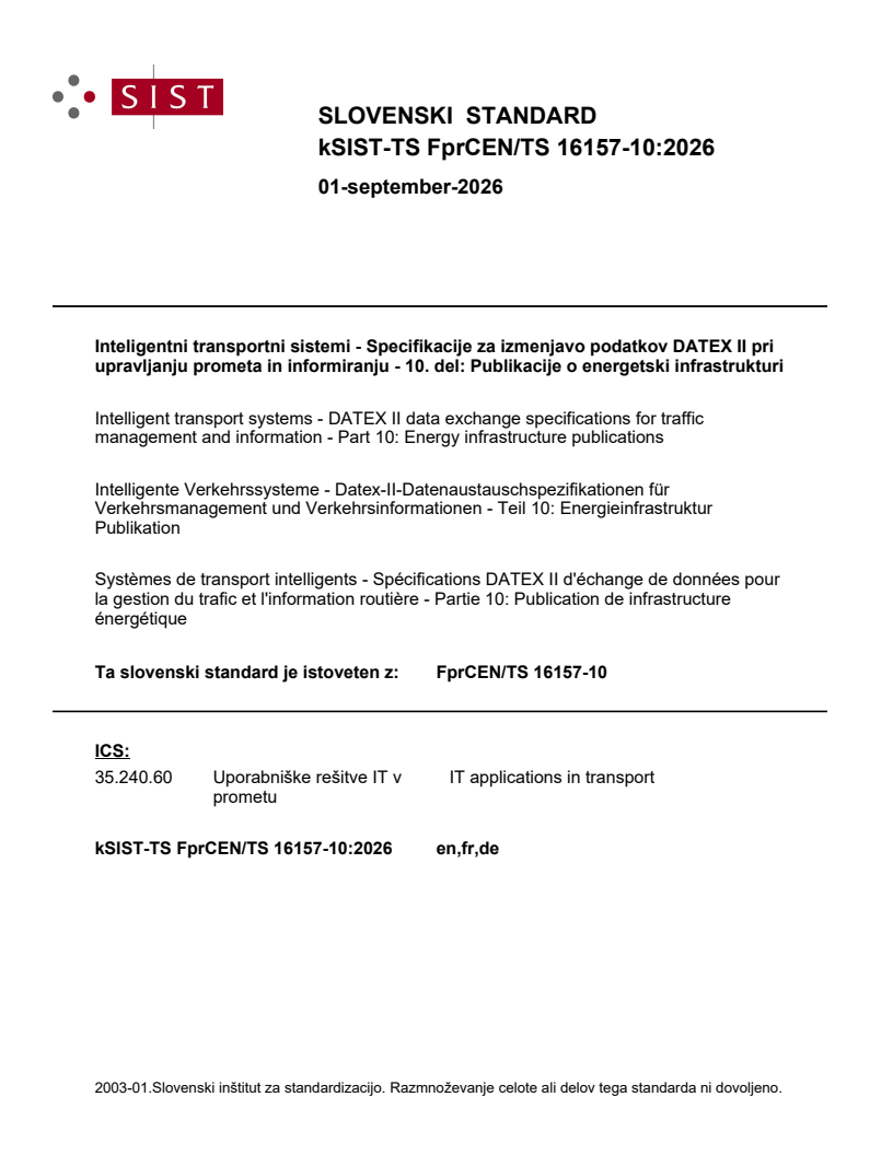 FprCEN/TS 16157-10 kTS FprCEN/TS 16157-10:2026 - BARVE - Page 1 preview