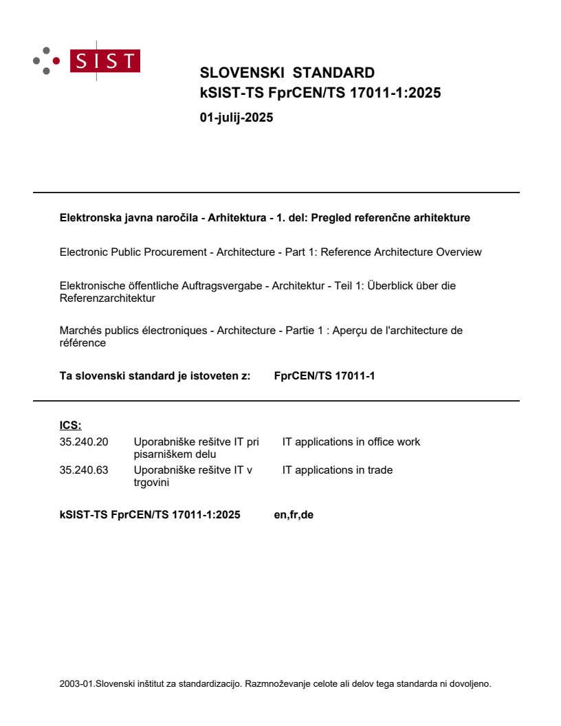 kTS FprCEN/TS 17011-1:2025 - BARVE