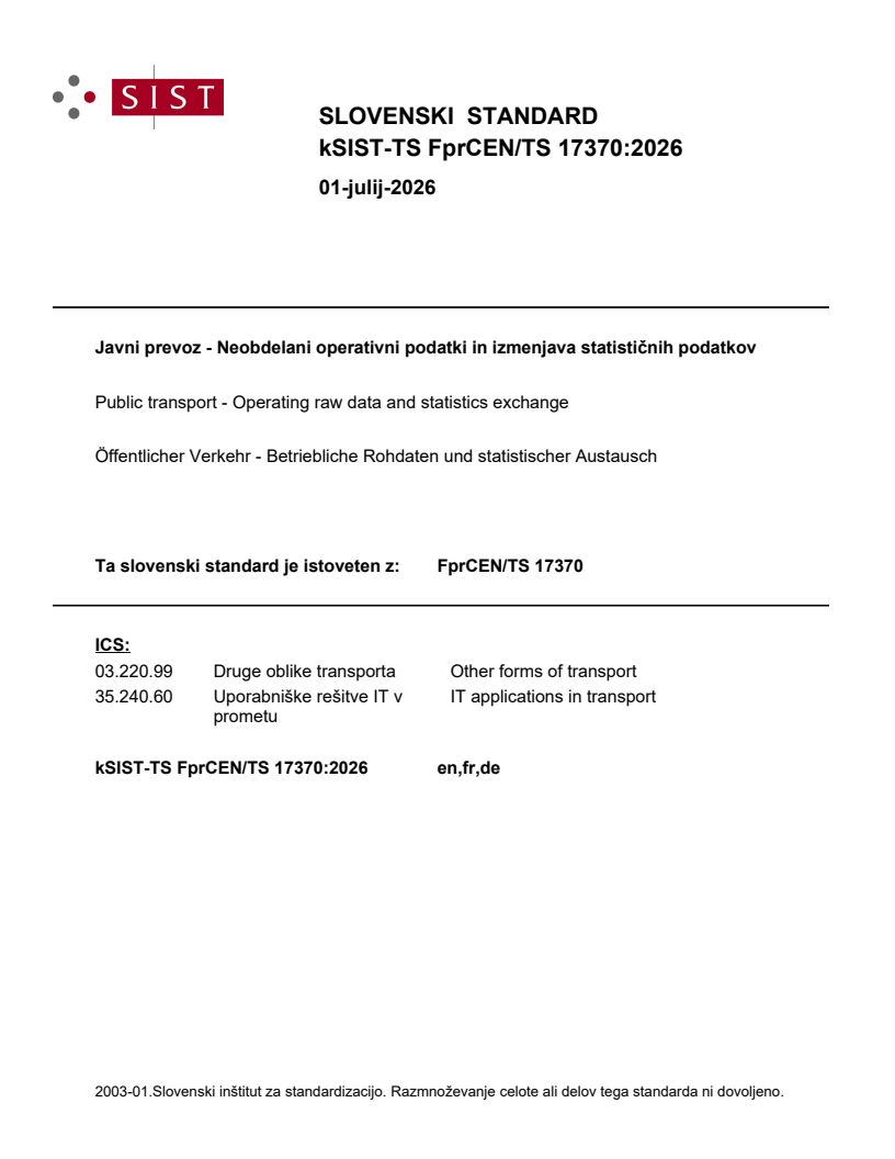 FprCEN/TS 17370 kTS FprCEN/TS 17370:2026 - BARVE - Page 1 preview