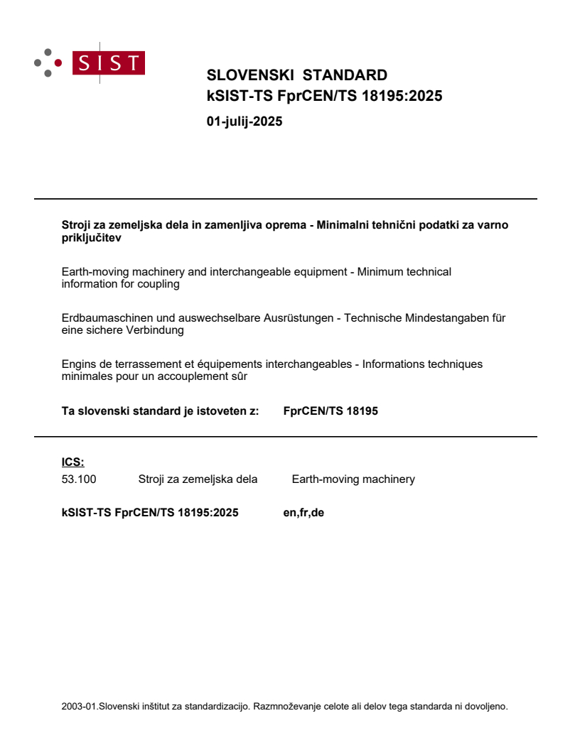 kTS FprCEN/TS 18195:2025 - BARVE
