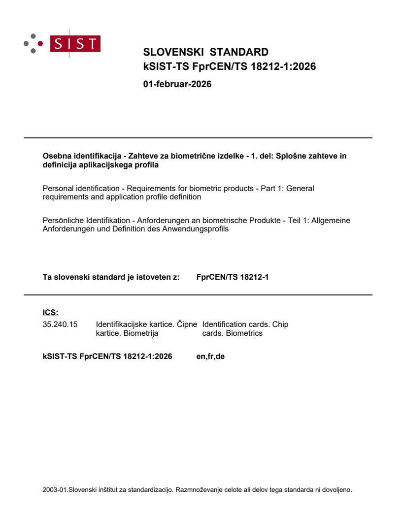 FprCEN/TS 18212-1 kTS FprCEN/TS 18212-1:2026 - Page 1 preview