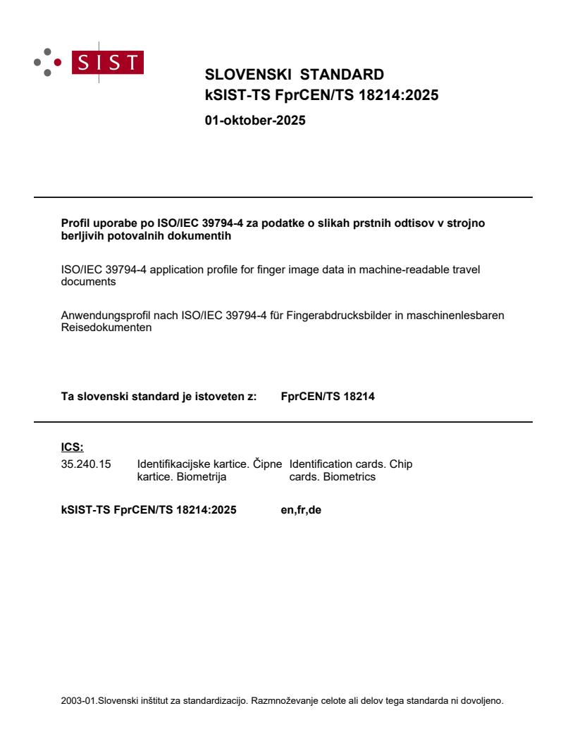 kTS FprCEN/TS 18214:2025