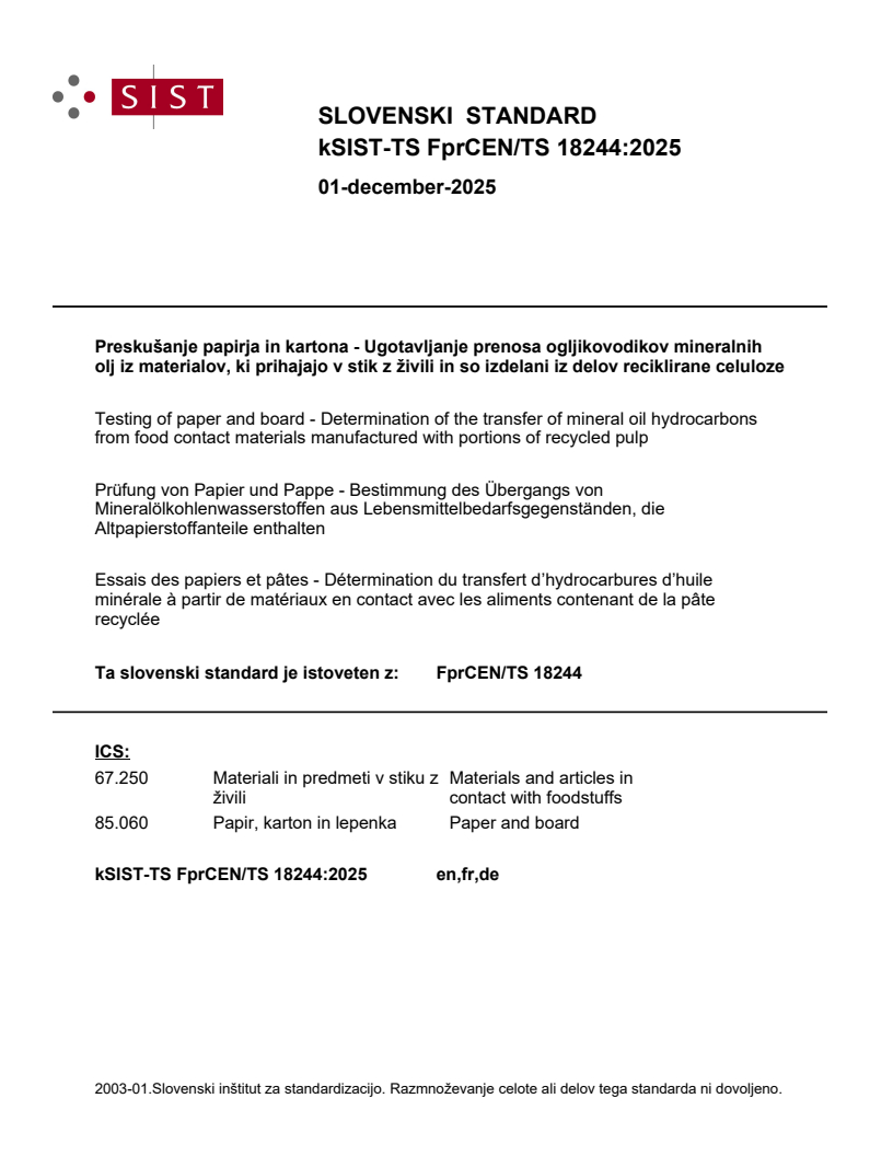 kTS FprCEN/TS 18244:2025