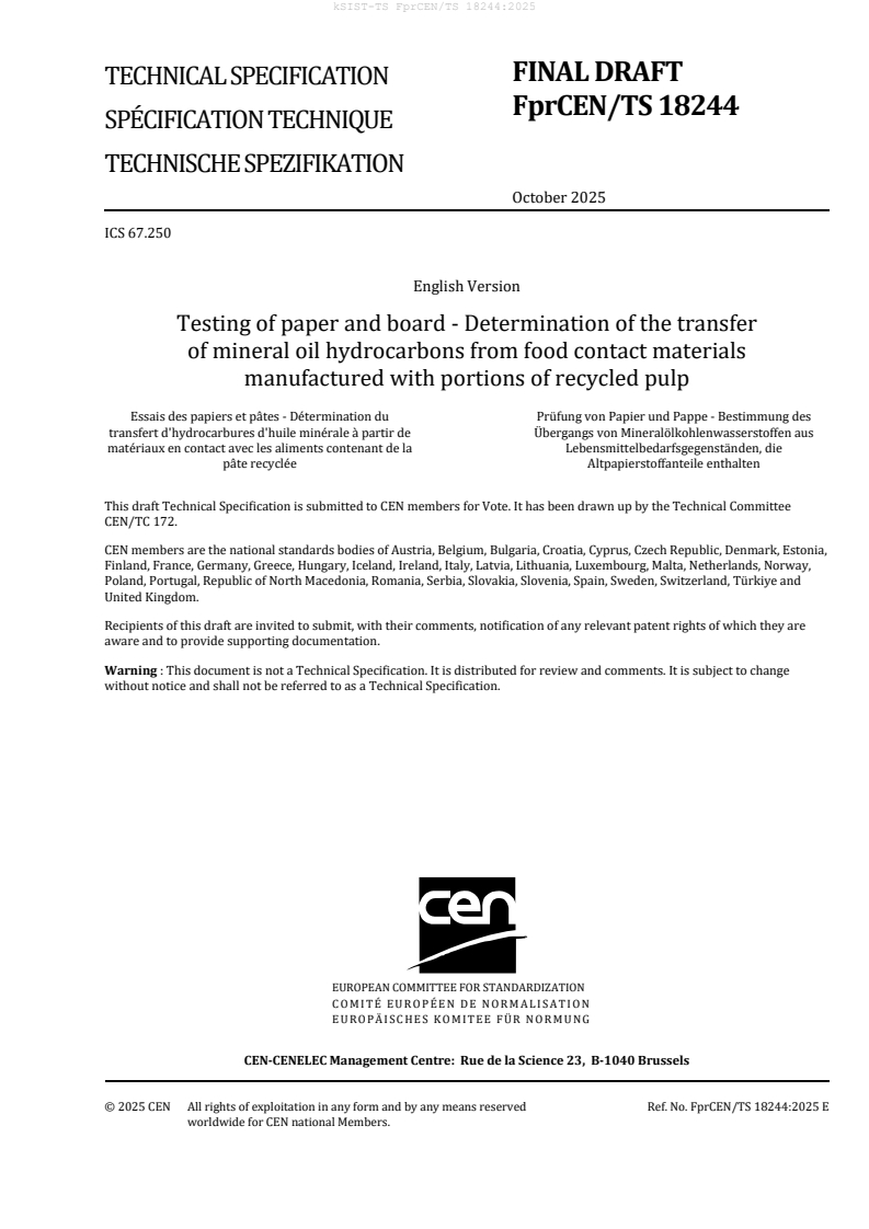 kTS FprCEN/TS 18244:2025
