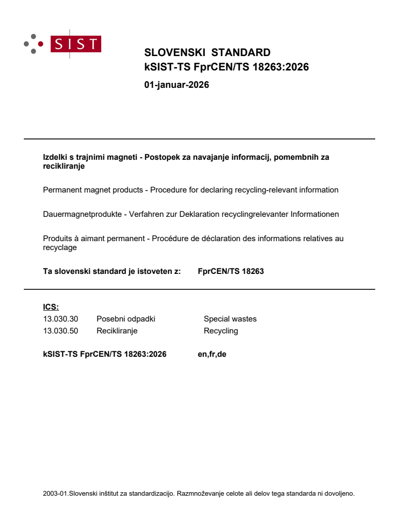 kTS FprCEN/TS 18263:2026 - BARVE