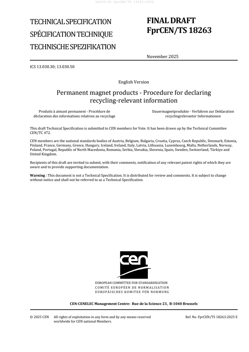 kTS FprCEN/TS 18263:2026 - BARVE