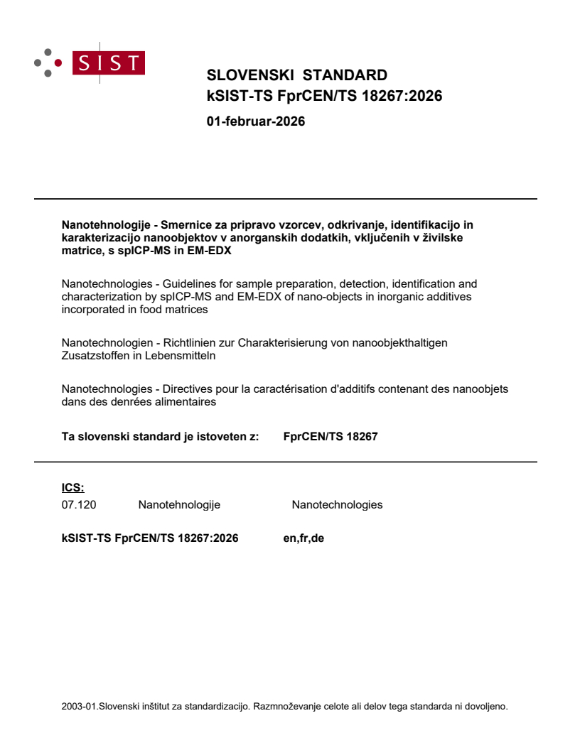 FprCEN/TS 18267 kTS FprCEN/TS 18267:2026 - BARVE