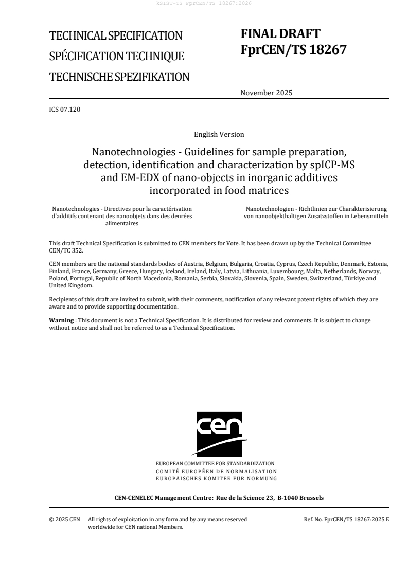 FprCEN/TS 18267 kTS FprCEN/TS 18267:2026 - BARVE