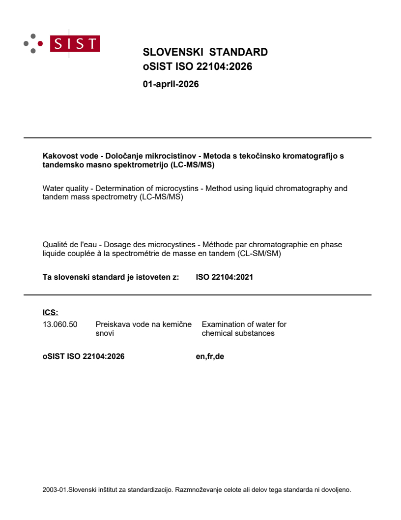 ISO 22104:2021 ISO 22104:2026 - Page 1 preview