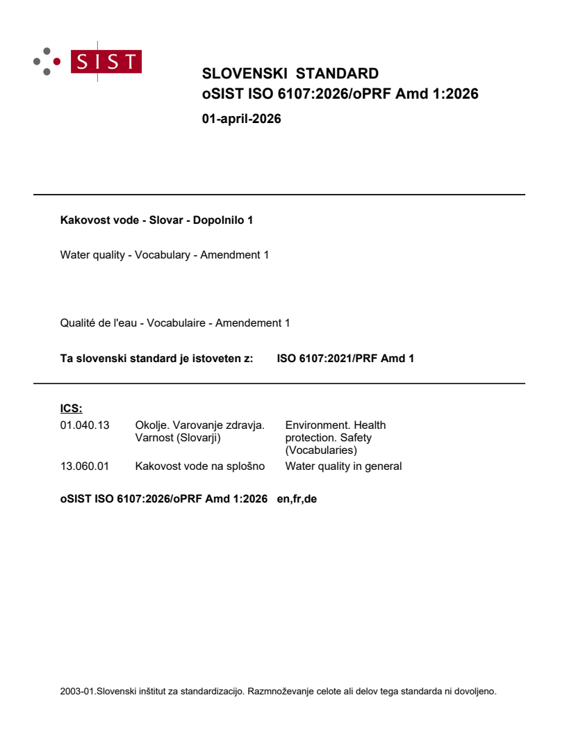 ISO 6107:2021/Amd 1:2026 ISO 6107:2026/oPRF Amd 1:2026 - Page 1 preview