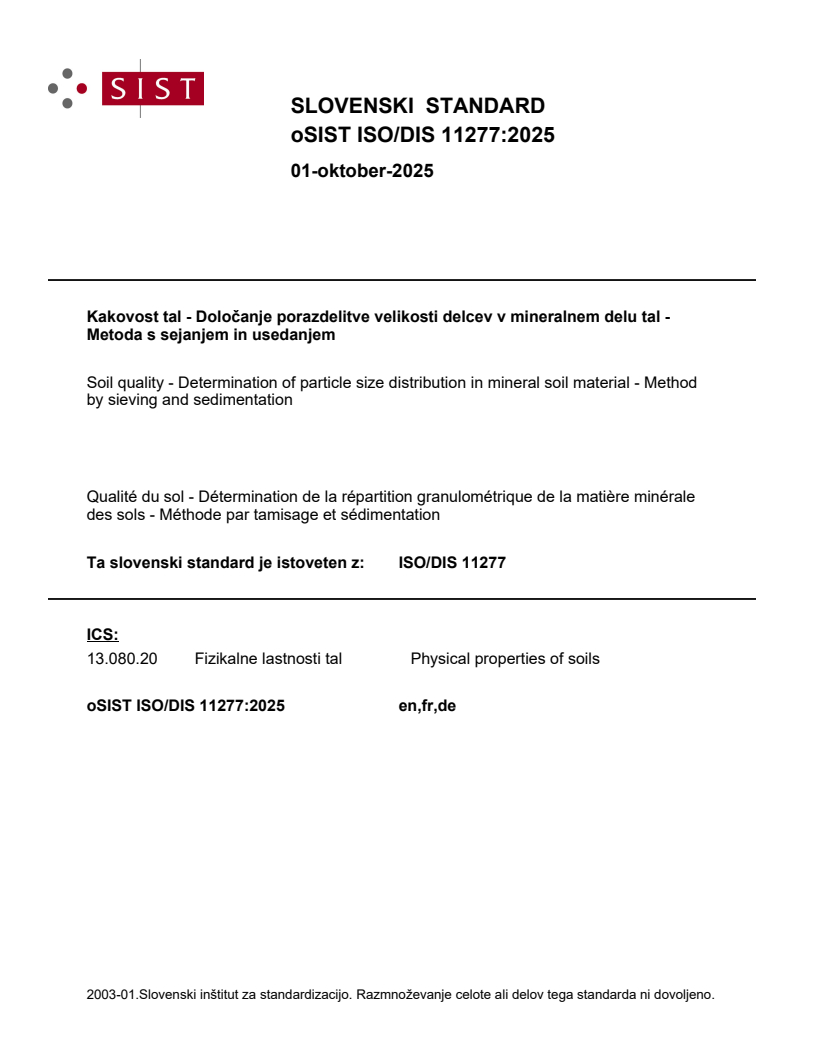 ISO/DIS 11277:2025