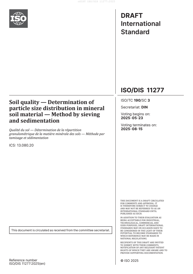 ISO/DIS 11277:2025