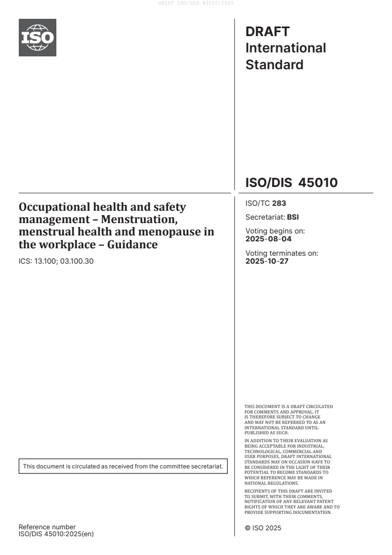 ISO/DIS 45010:2025