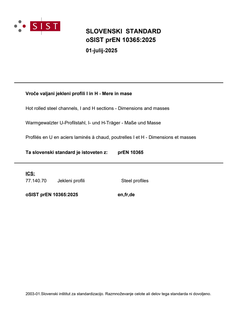 prEN 10365:2025