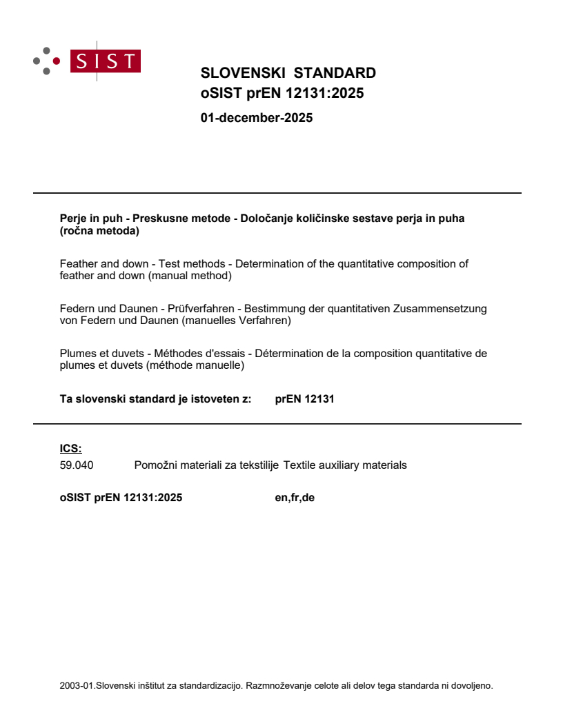prEN 12131:2025