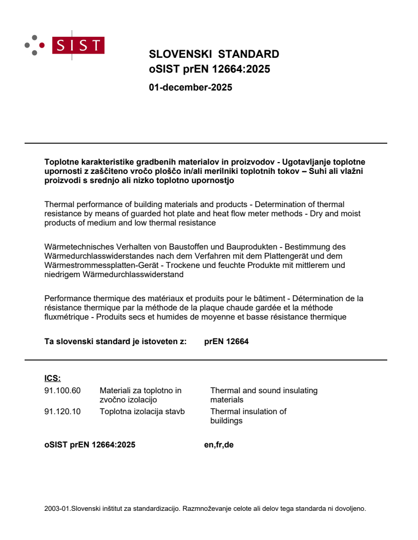 prEN 12664 prEN 12664:2025