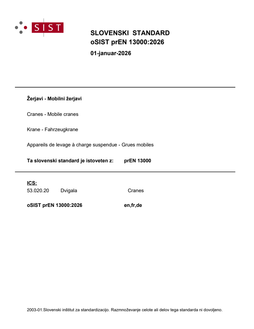 prEN 13000 prEN 13000:2026