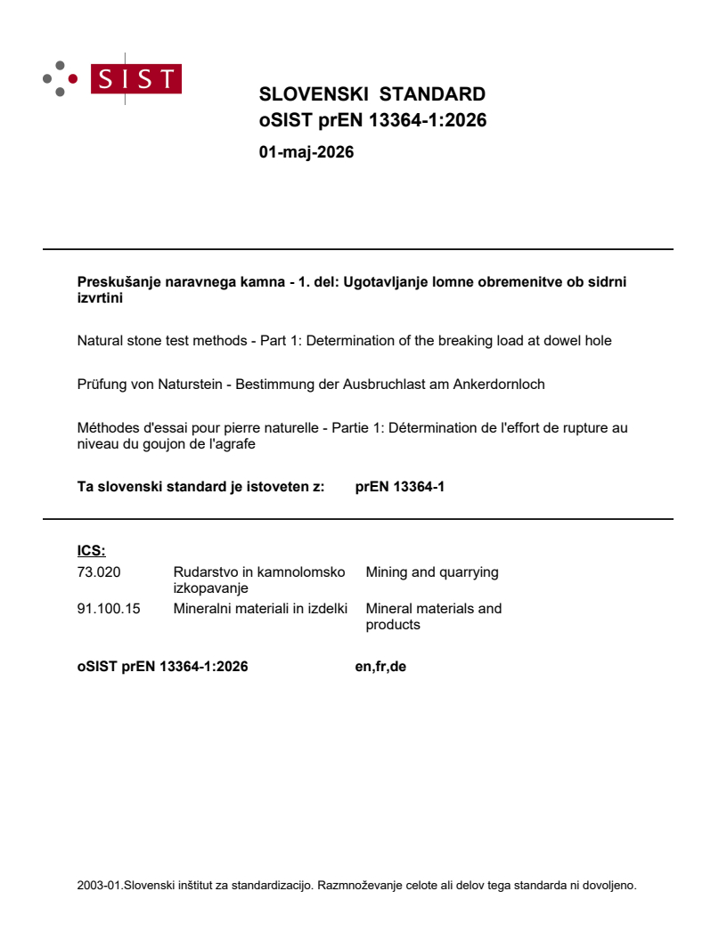 prEN 13364-1 prEN 13364-1:2026 - Page 1 preview