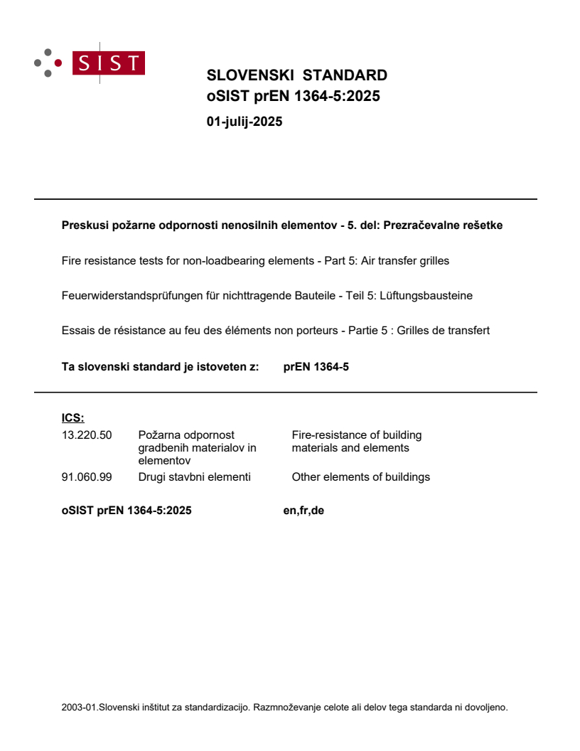 prEN 1364-5:2025
