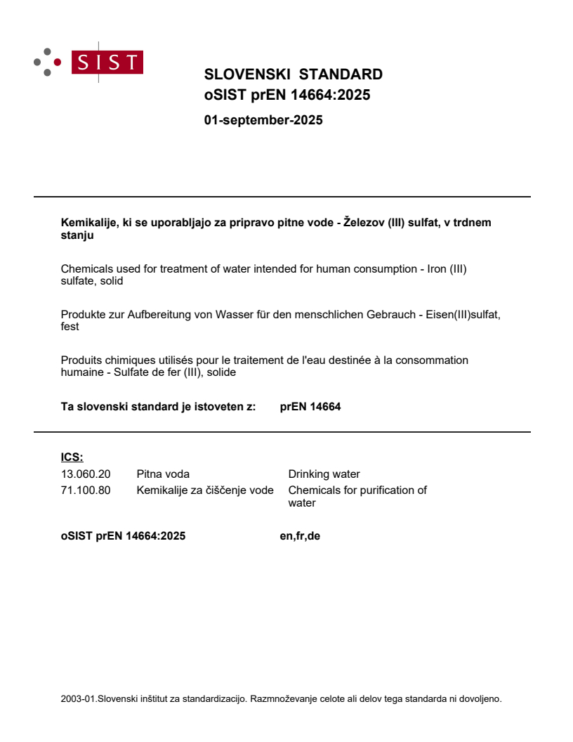 prEN 14664:2025 - BARVE