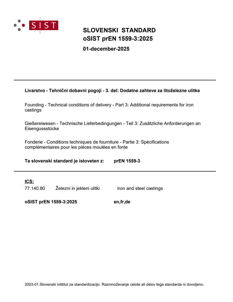 prEN 1559-3 prEN 1559-3:2025