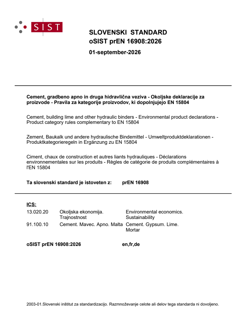 oSIST prEN 16908:2026 oSIST prEN 16908:2026 - Page 1 preview